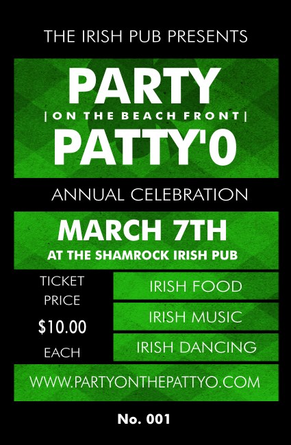 St. Patrick's Day Plaid Drink Ticket Product Front