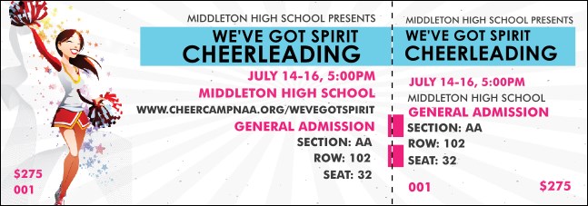 Cheerleading Spirit Reserved Event Ticket Product Front