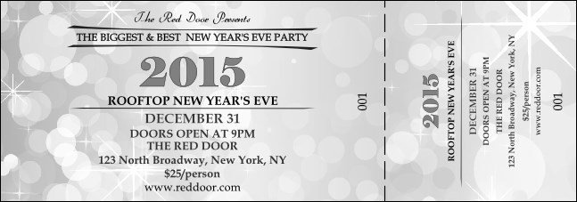 Silver Glitter Event Ticket Product Front