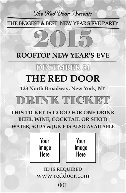 Silver Glitter Drink Ticket Product Front