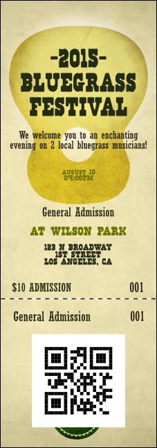 Banjo and Guitar QR Event Ticket Product Front