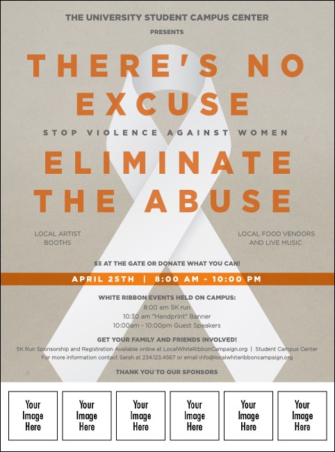 White Ribbon Logo Flyer Product Front