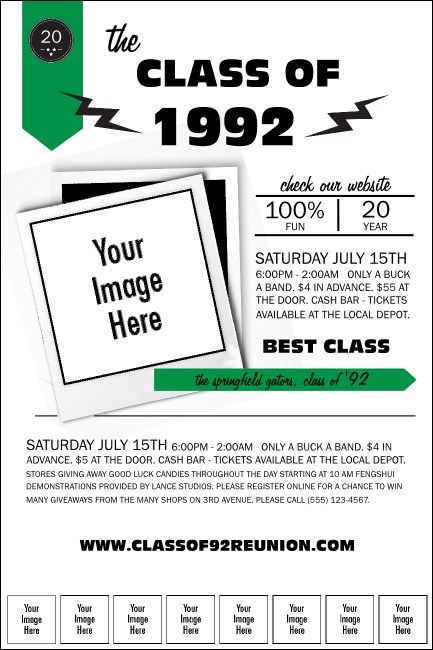 Class Reunion Mascot Green Logo Poster Product Front