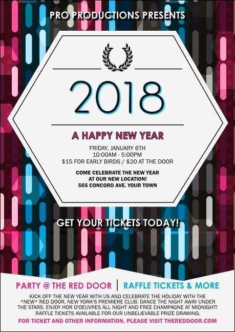 Year Neon Lights Postcard Product Front